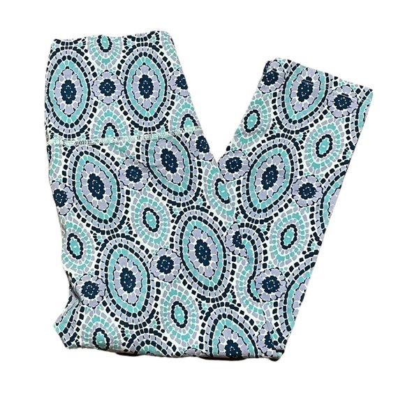 Aerie Woman’s Purple & Light Blue Printed Cropped Leggings Size Small - Picture 1 of 5